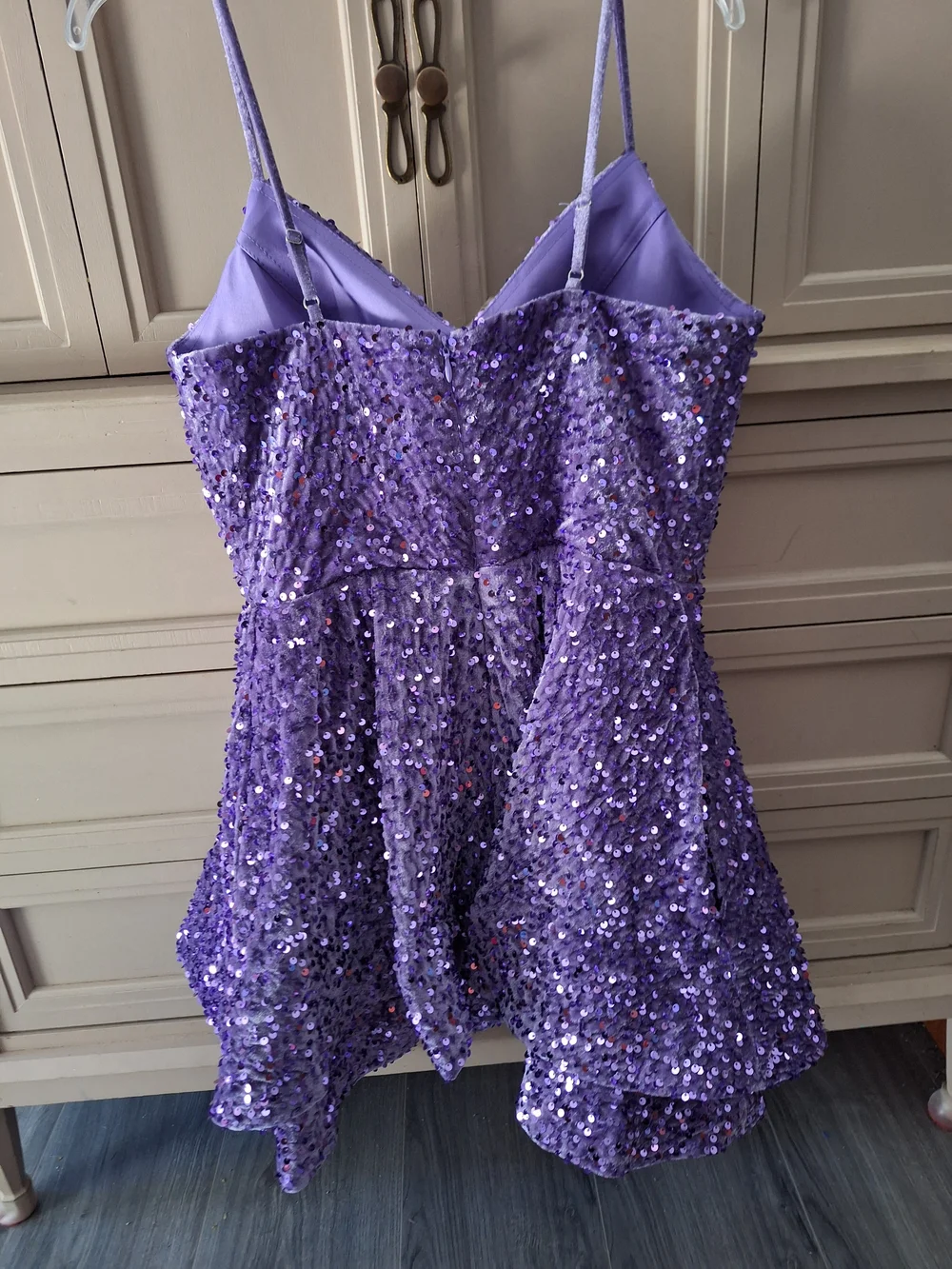 Purple Sequin Fit-and-Flare Mini Dress Size 8 - Picture 3 of 6
